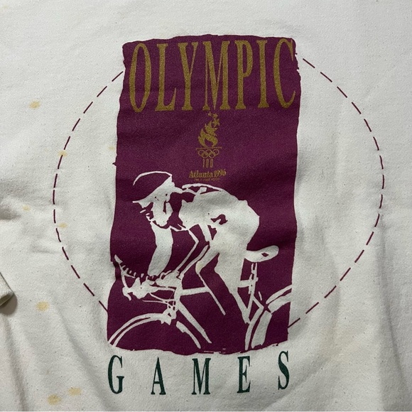 Vintage Atlanta 1996 Olympics Sweatshirt White USA 90s Size M 20.5X25.5 - Picture 2 of 15